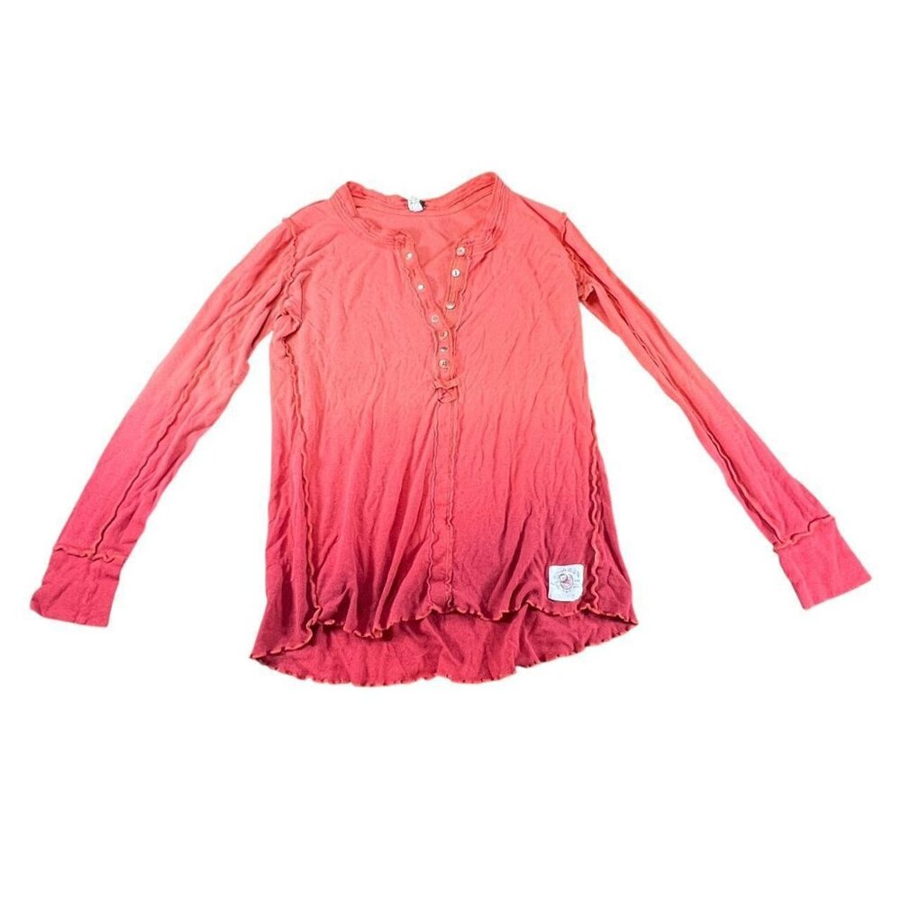 Free People x We The Free Orange Ombré Long Sleeve Top